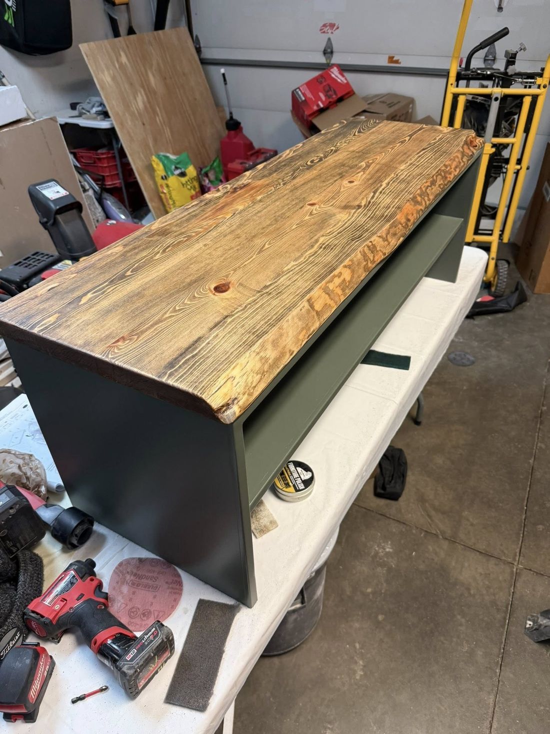 Finished live-edge pine top